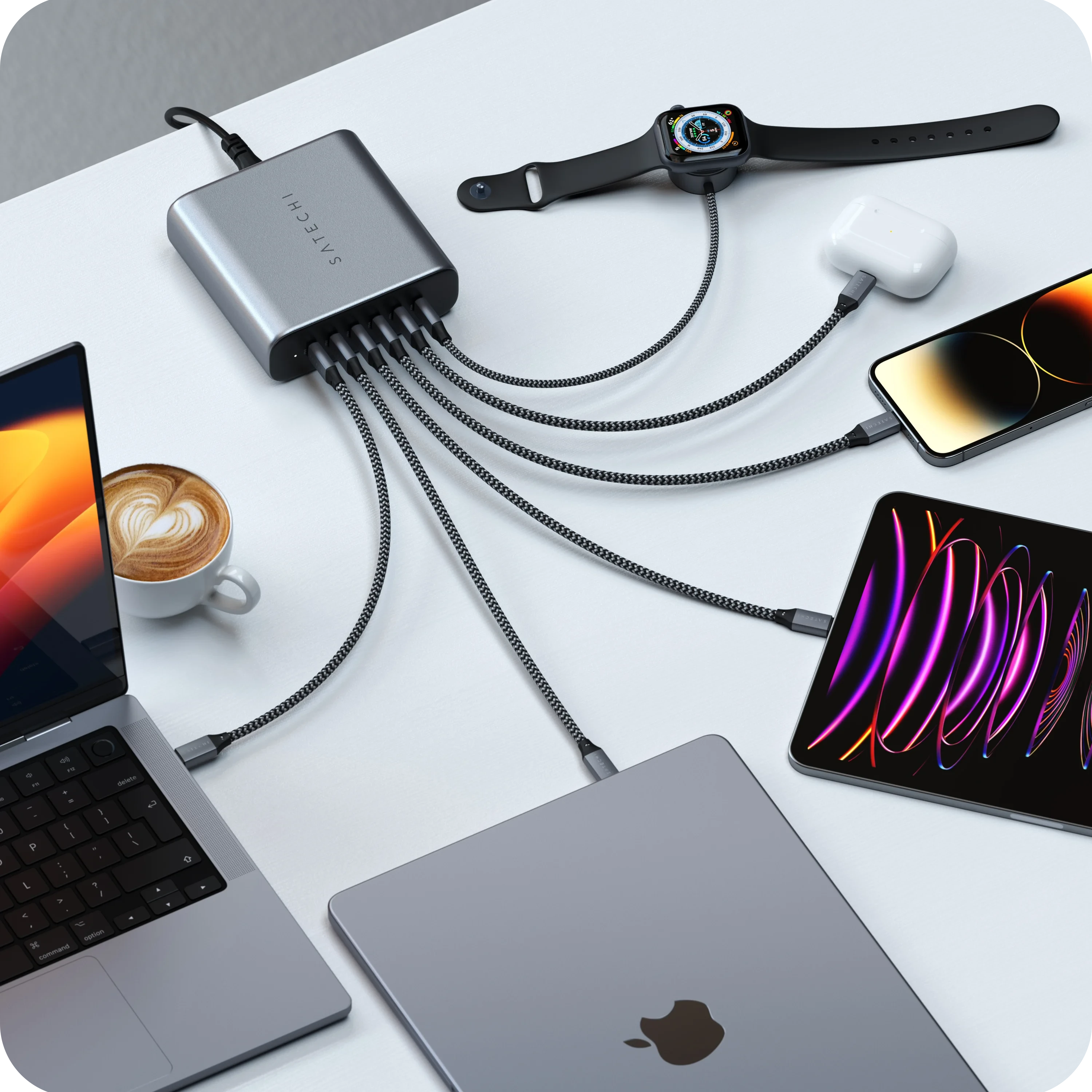 Chargeur USB C 200W 8 Ports – 65W PD Rapide – Station De Charge Multiple – NEUF