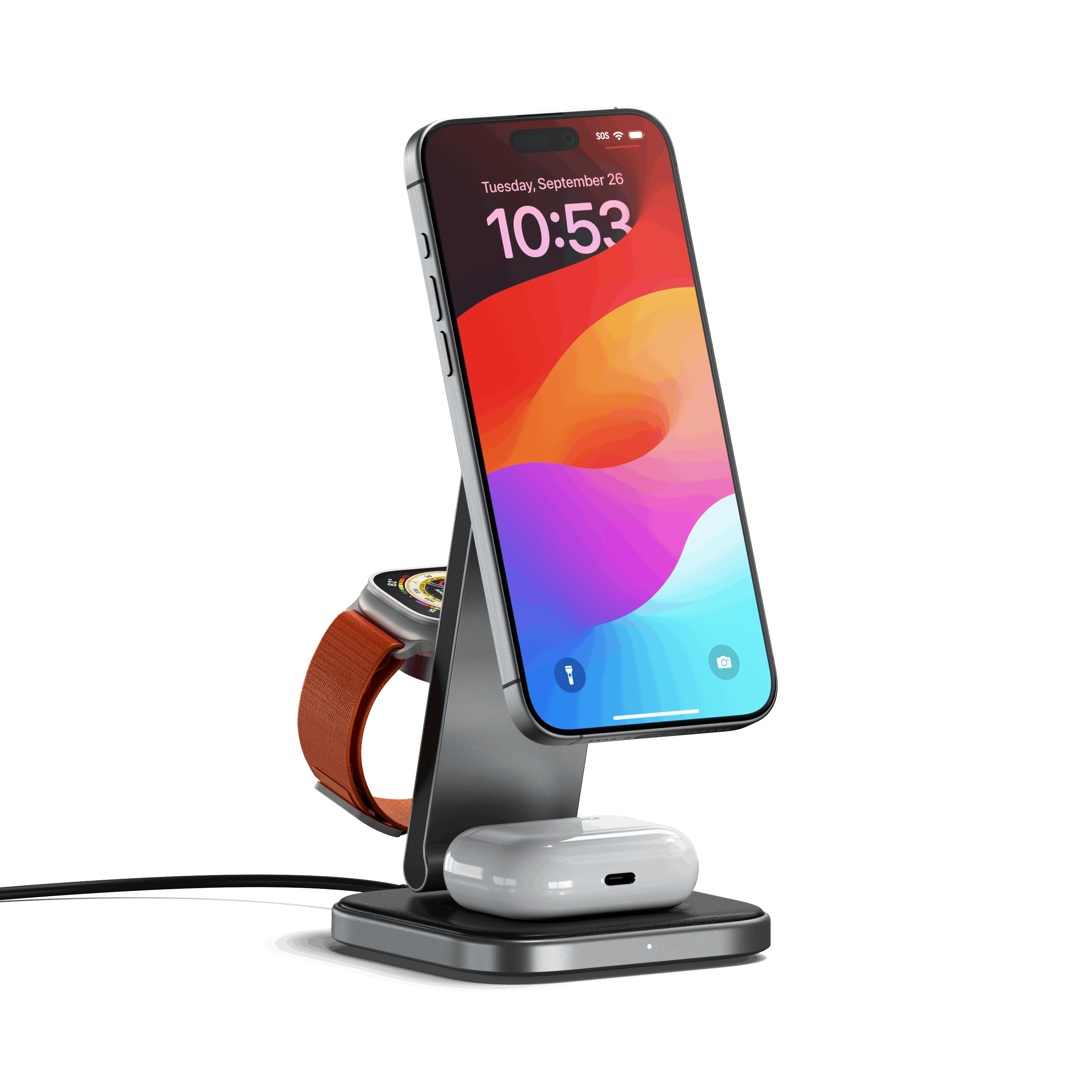 3-in-1 Foldable Qi2 Wireless Charger for iPhone – Satechi