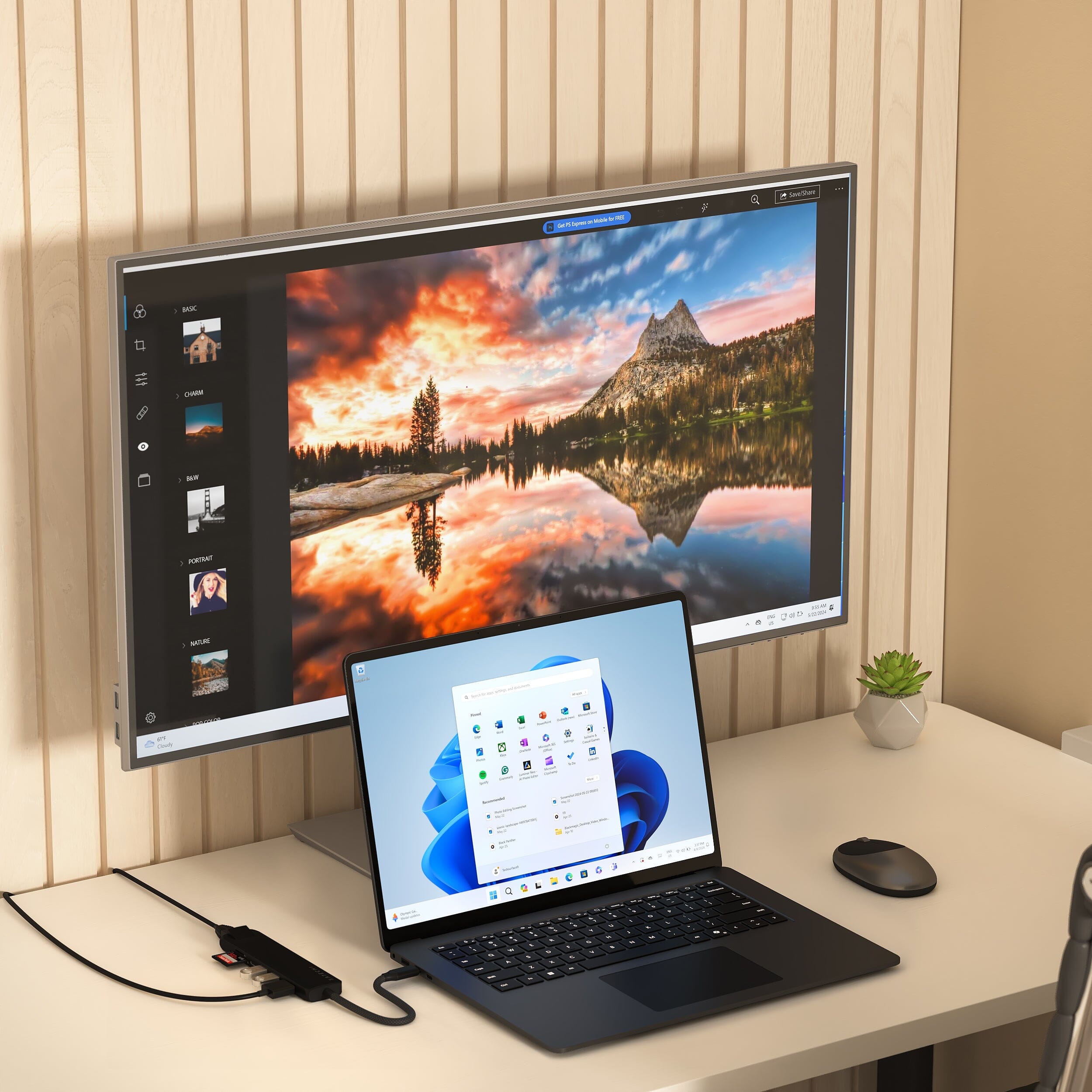 Многопортовый тонкий адаптер USB-C 7-в-1 с Ethernet, Satechi, черный.