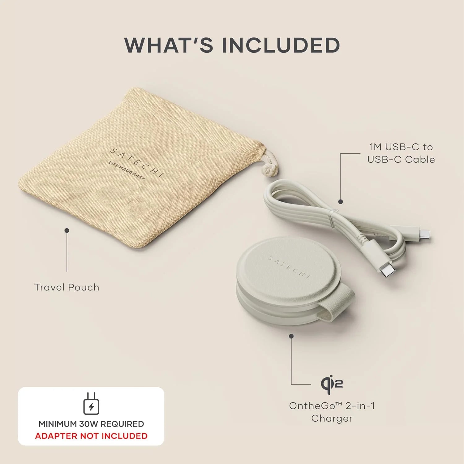 OntheGo™ 2-in-1 Charger Satechi Sand