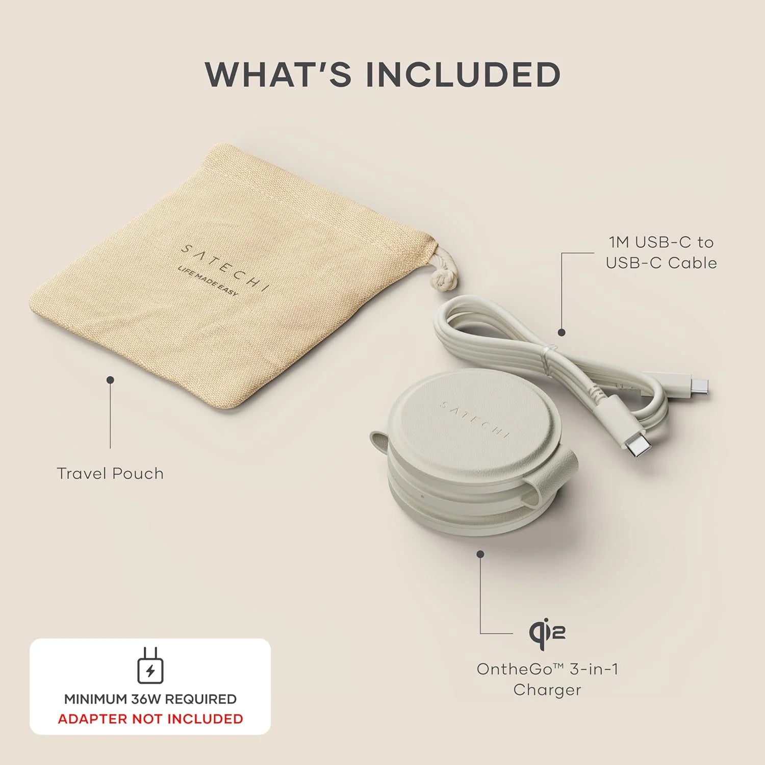 OntheGo™ 3-in-1 Charger Satechi Sand