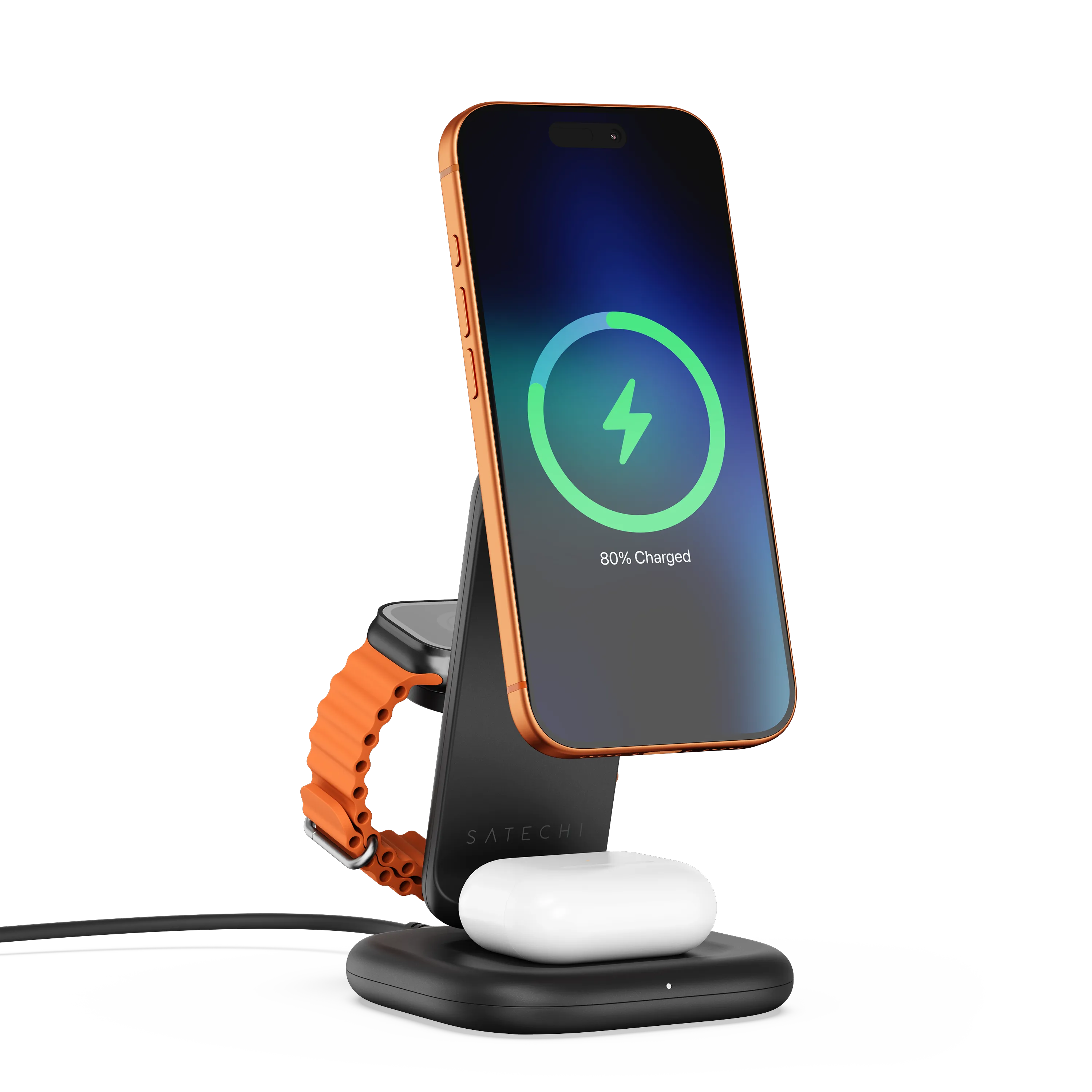 3-in-1 Foldable Wireless Charging Stand with Qi2 25W Satechi Space