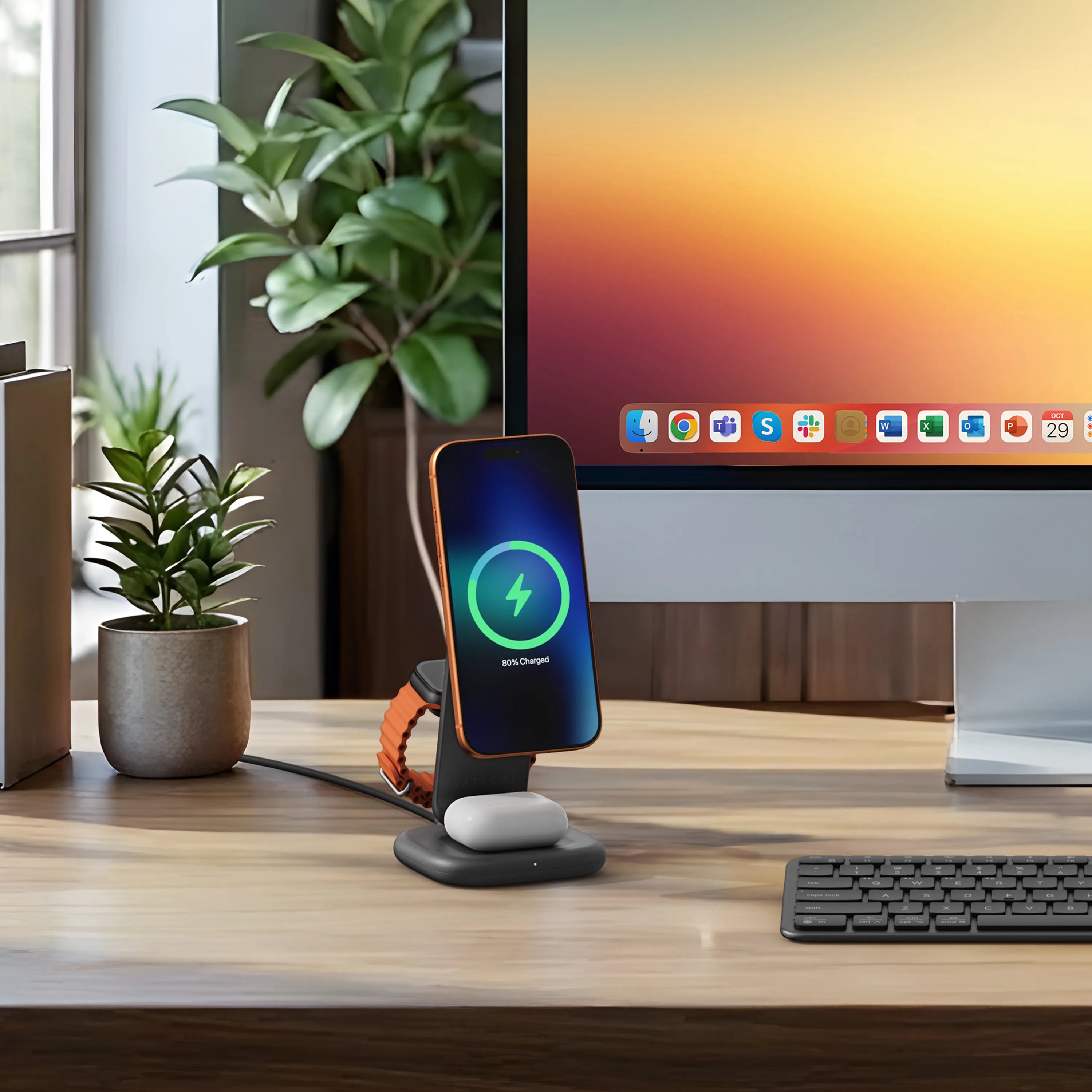 3-in-1 Foldable Wireless Charging Stand with Qi2 25W Satechi Space