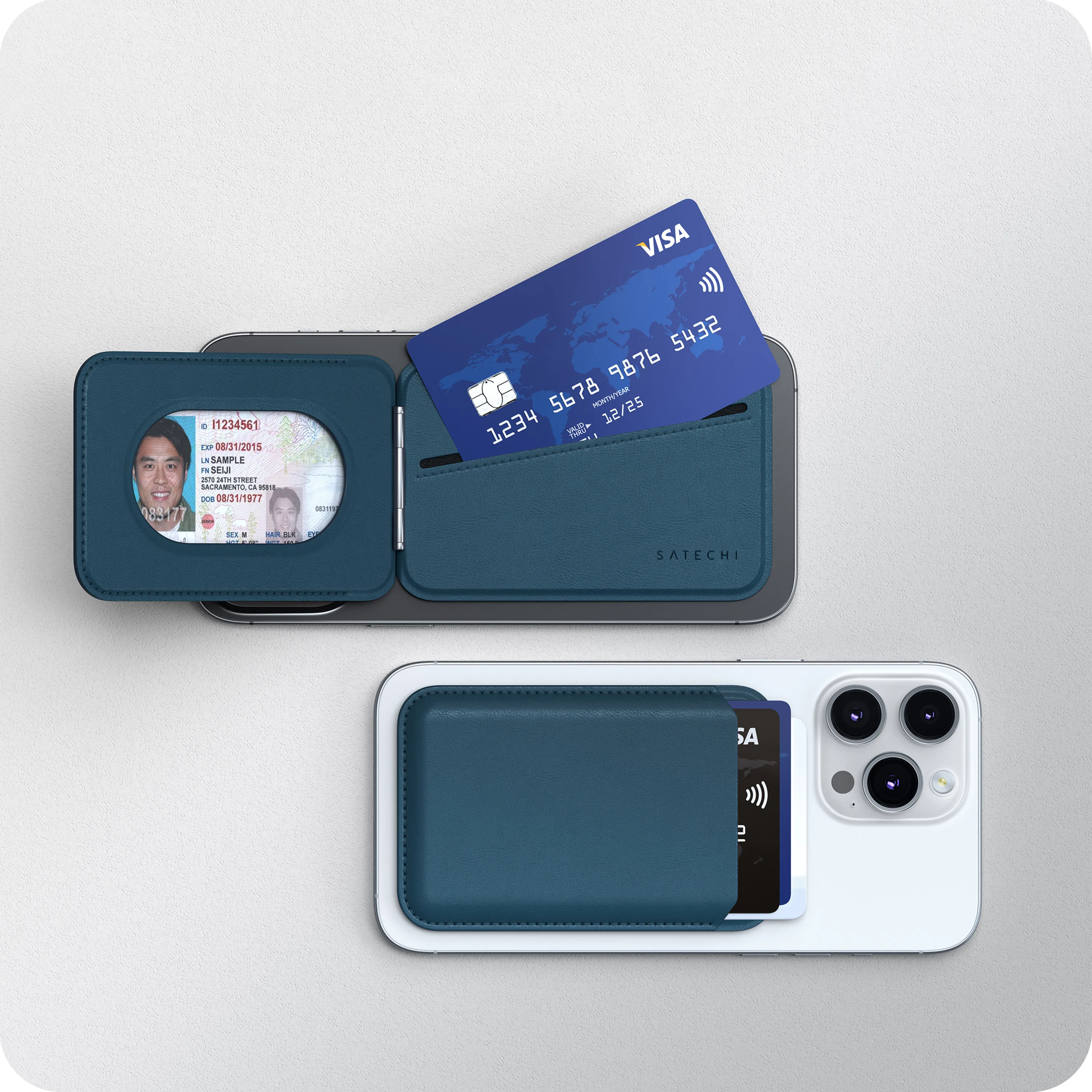 Vegan-Leather Magnetic Wallet Stand Satechi Dark Blue #group_dark_blue