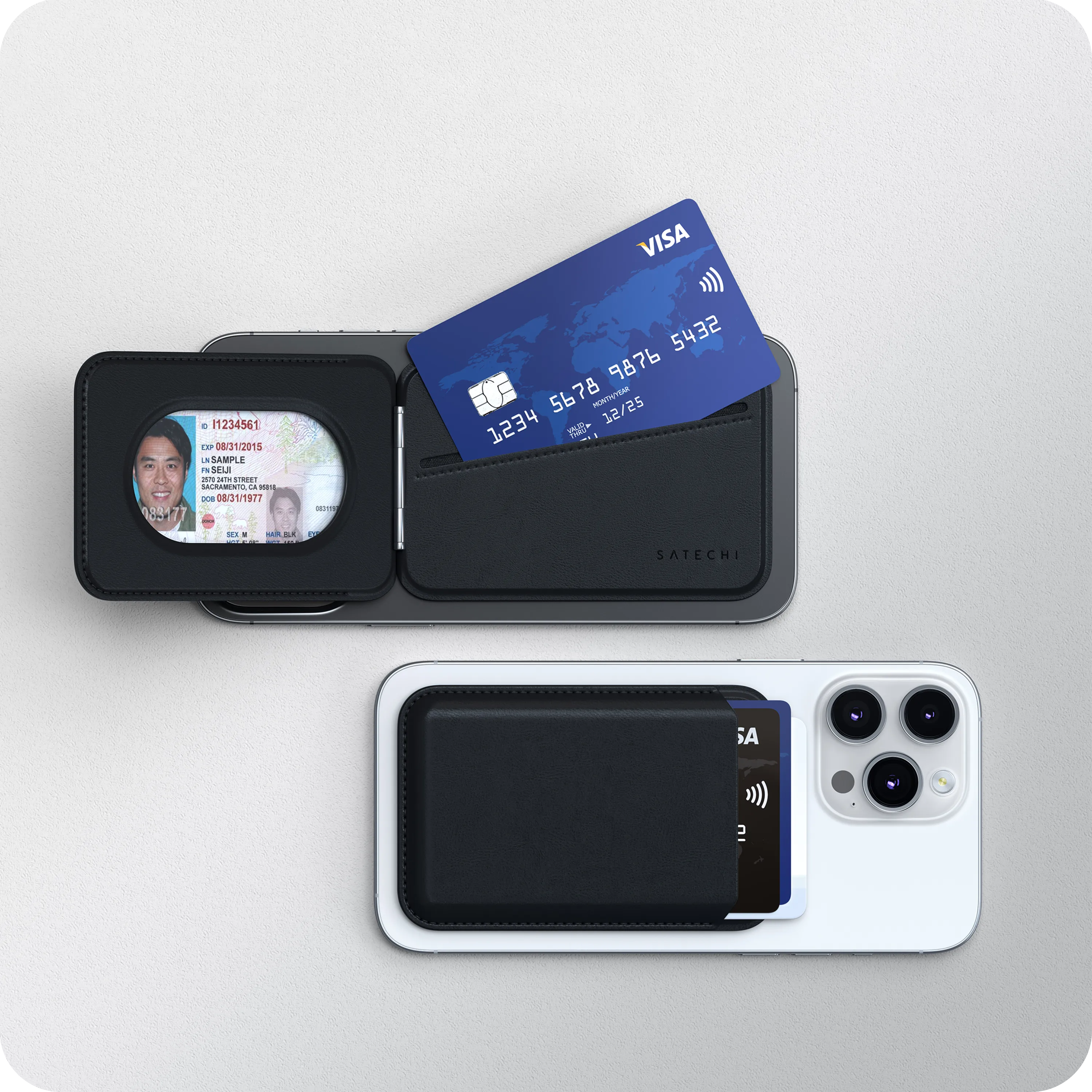 Vegan-Leather Magnetic Wallet Stand Satechi Black Core Black