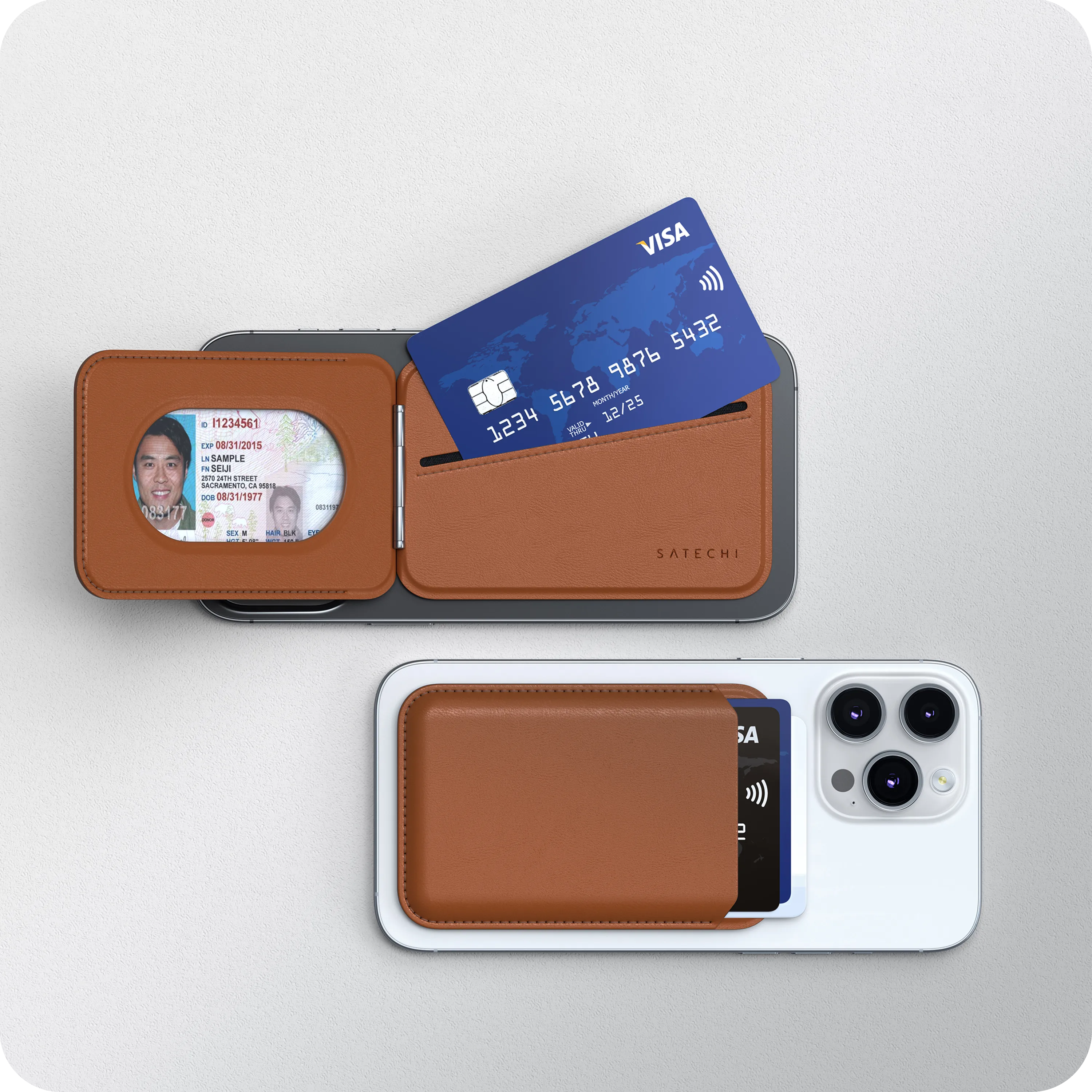 Vegan-Leather Magnetic Wallet Stand Satechi Brown #group_brown