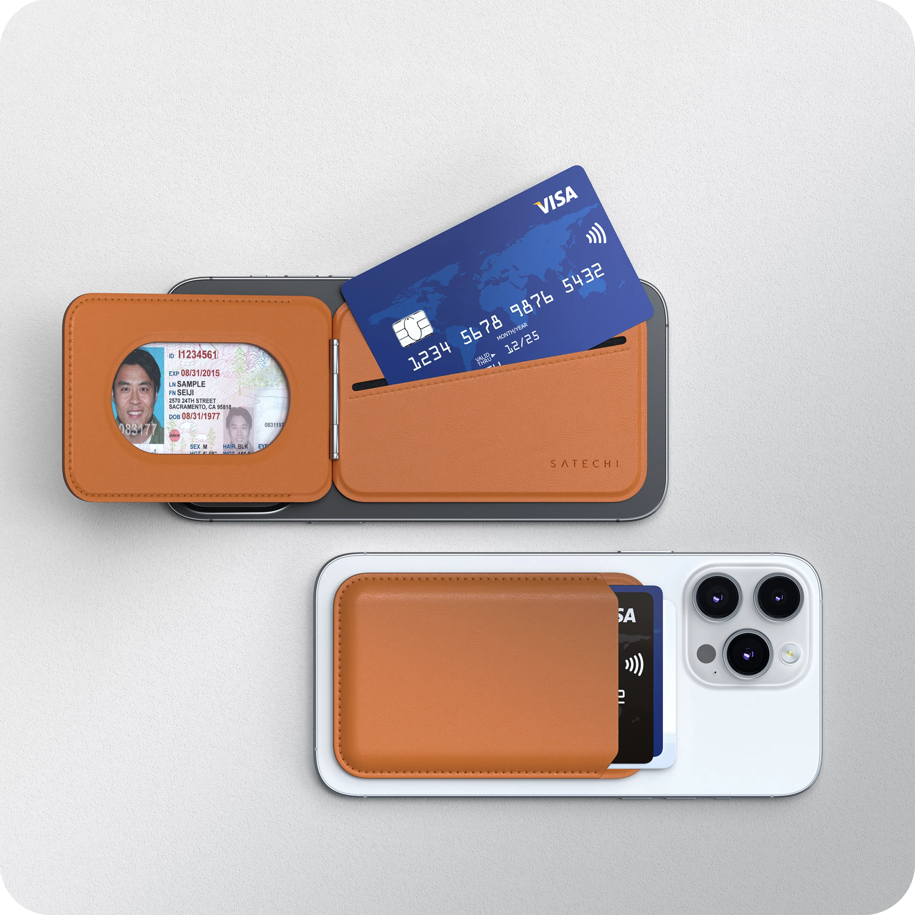 Vegan-Leather Magnetic Wallet Stand Satechi Orange #group_orange