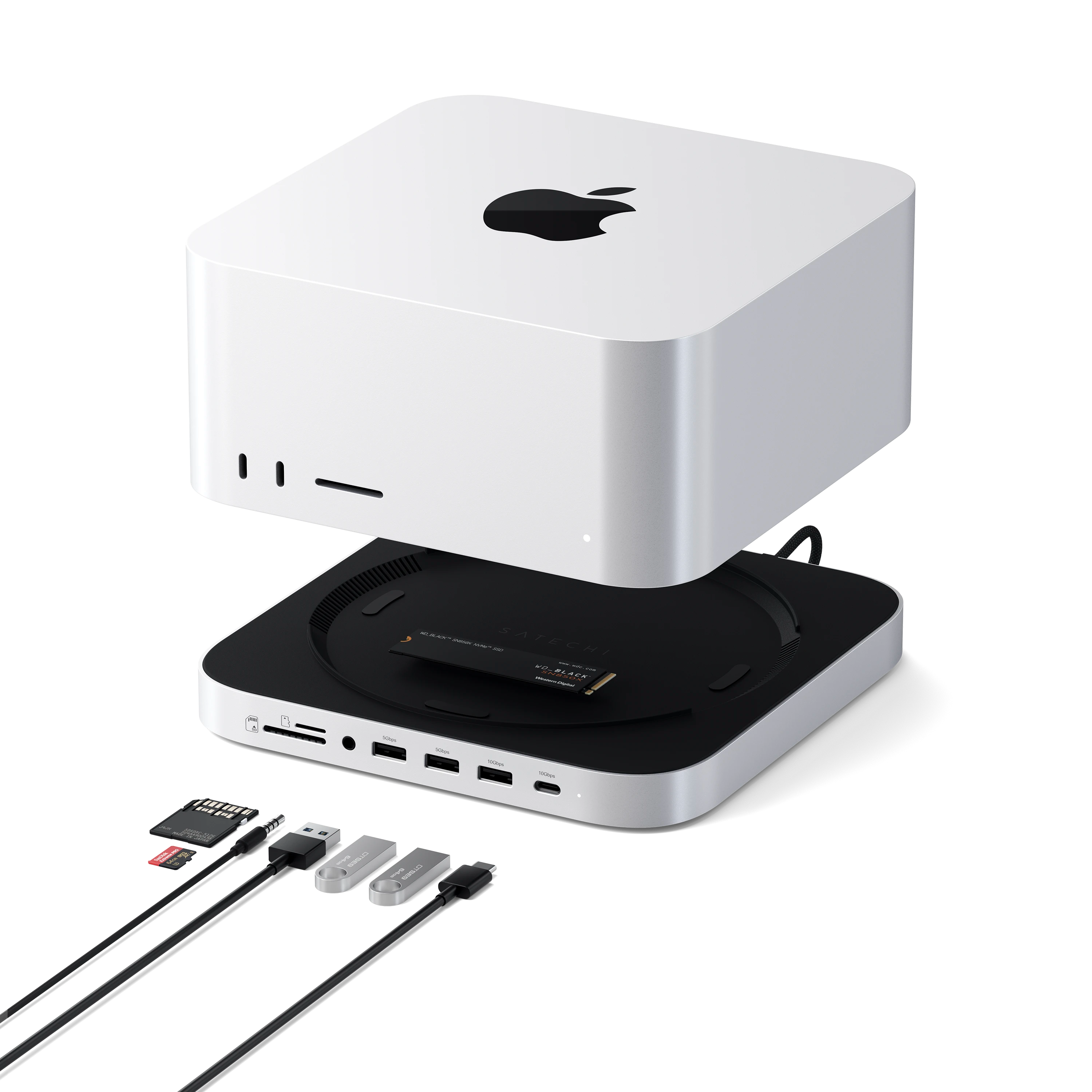 Macデスクトップ Satechi Stand & Hub for Mac Mini/Studio Stand & Hub For Mac Studio with NVMe SSD Enclosure – Satechi