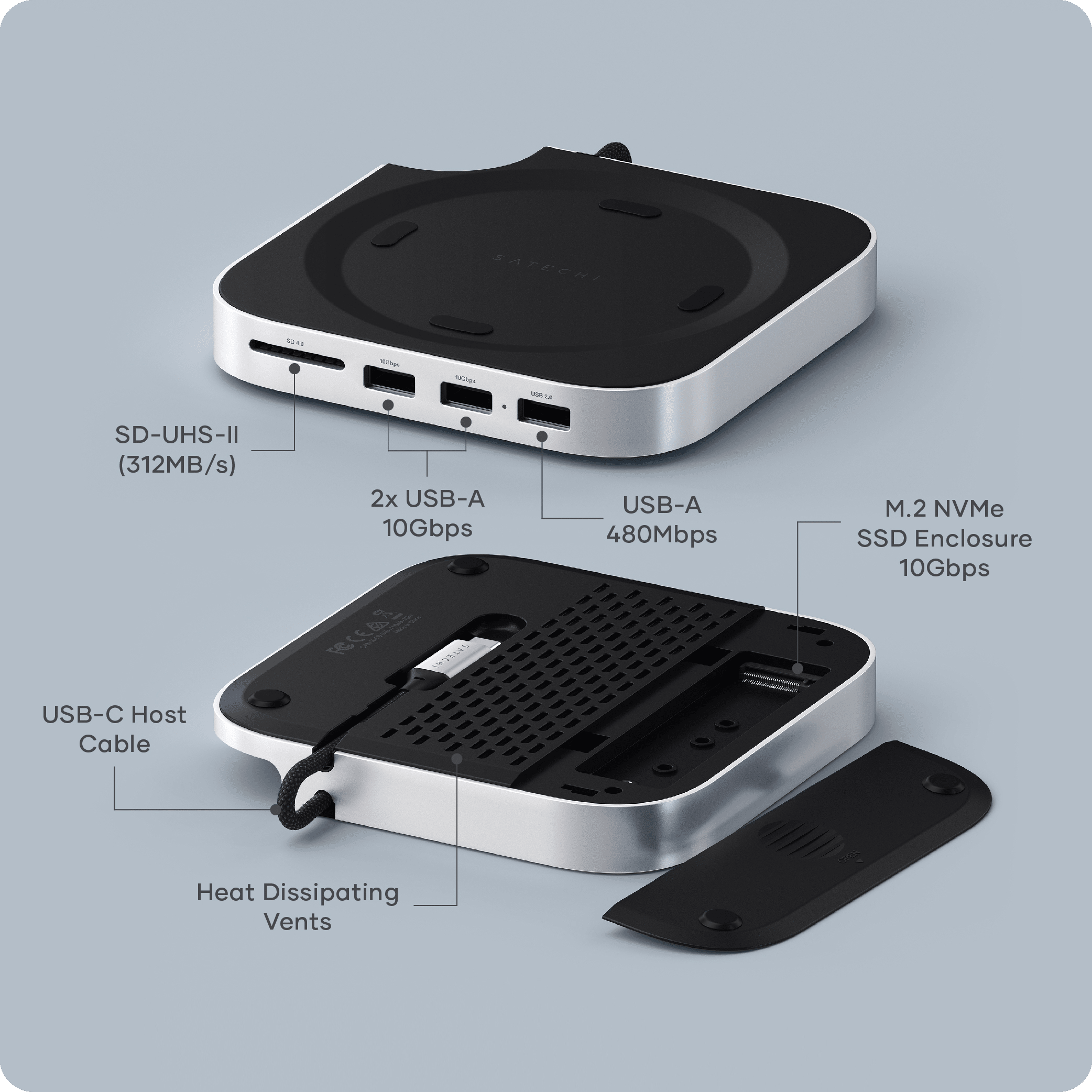 M4 Mac mini 24GB/1TB +Satechiスタンド&ハブ Mac Mini M4 Stand & Hub with SSD Enclosure – Satechi