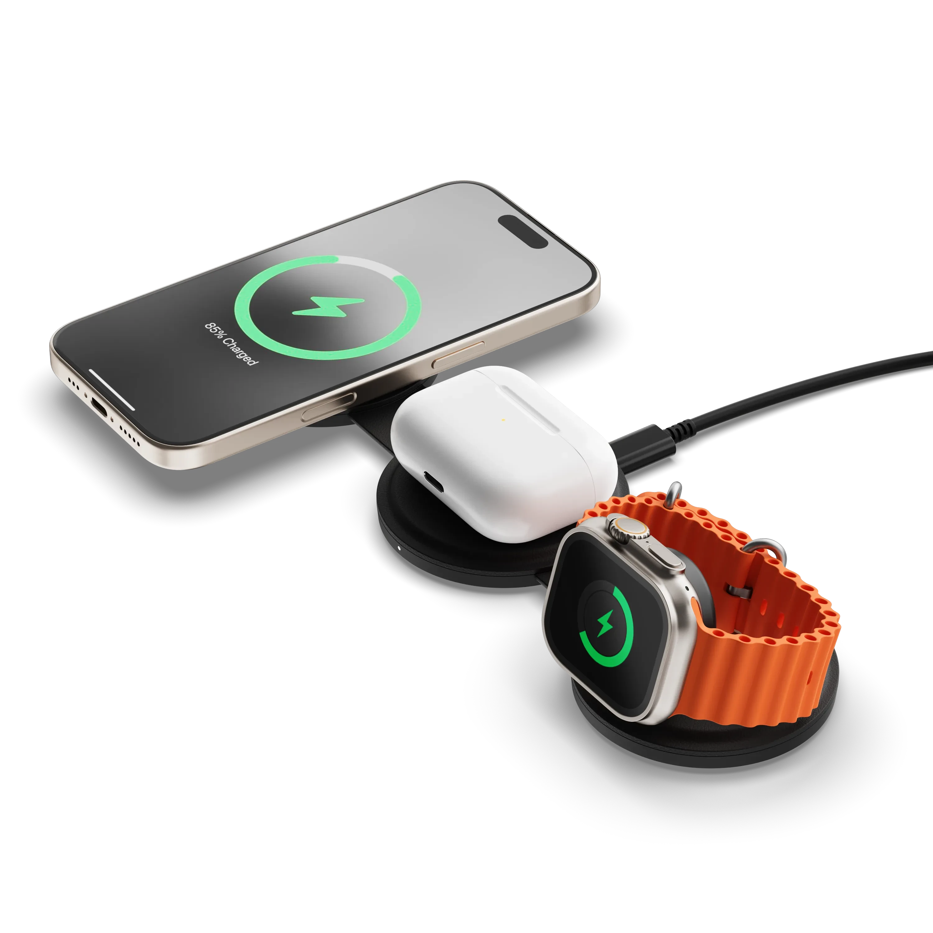 SATECHI OntheGo 3-in-1 Qi2 WIRELESS CHARGER 15W