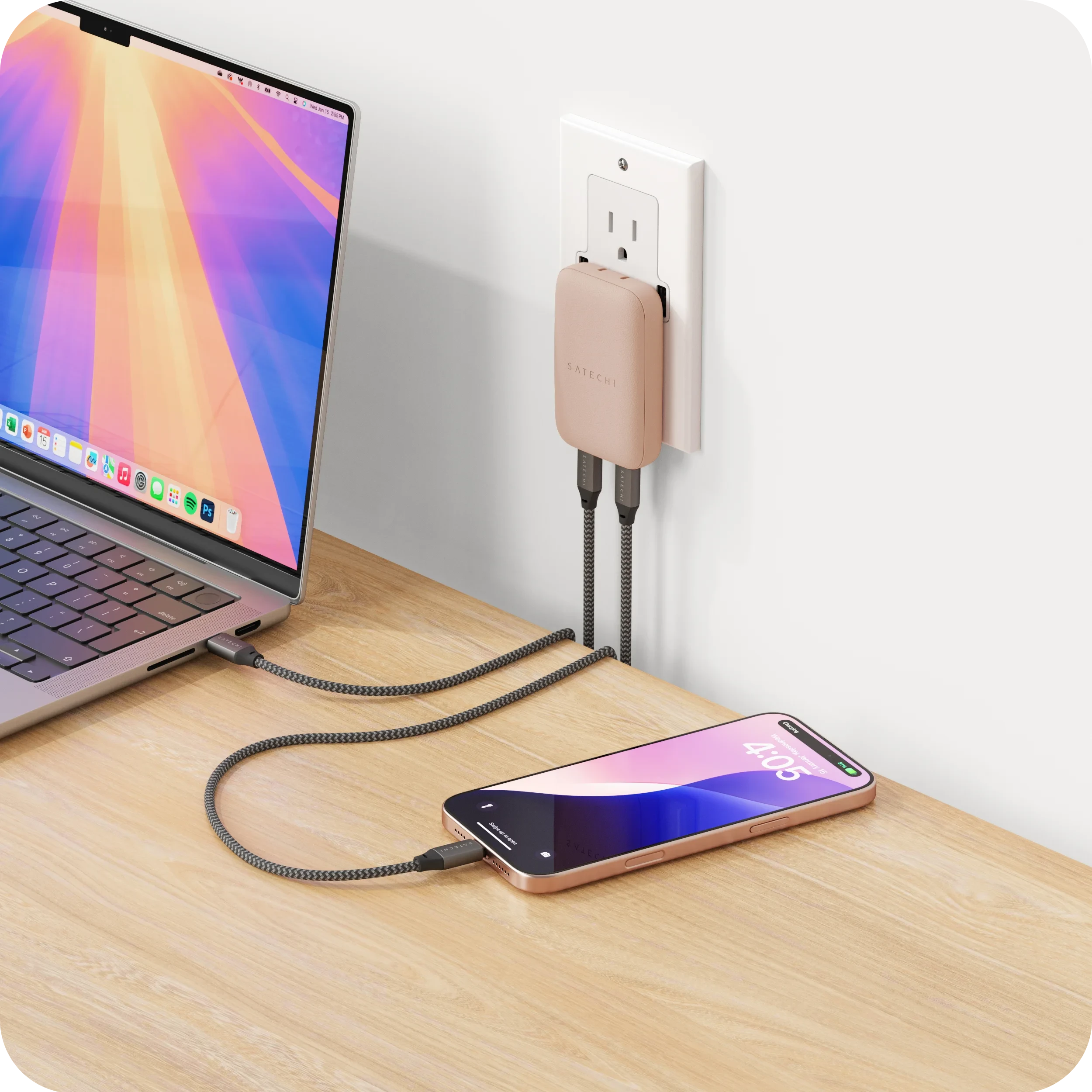 OntheGo™ 67W Slim Wall Charger Satechi Desert Rose