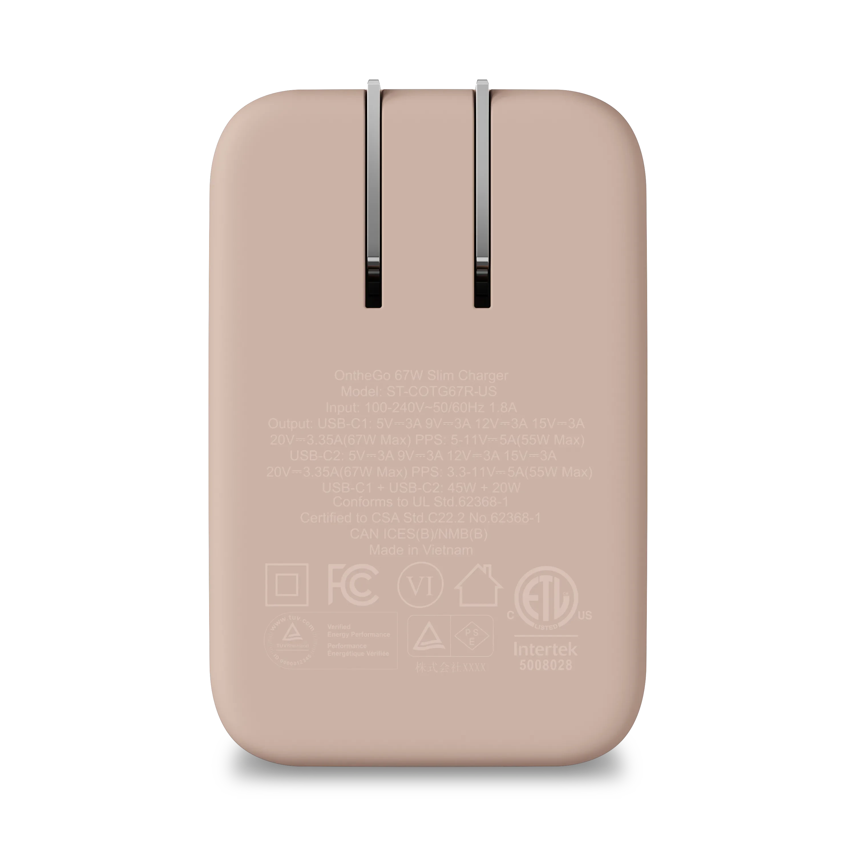 OntheGo™ 67W Slim Wall Charger Satechi Desert Rose