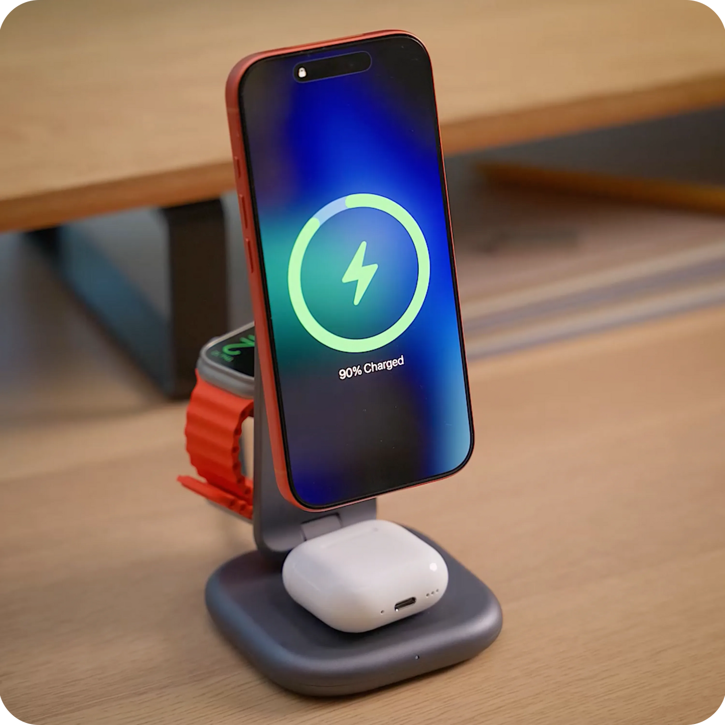 3-in-1 Foldable Wireless Charging Stand with Qi2 25W Satechi Space Black