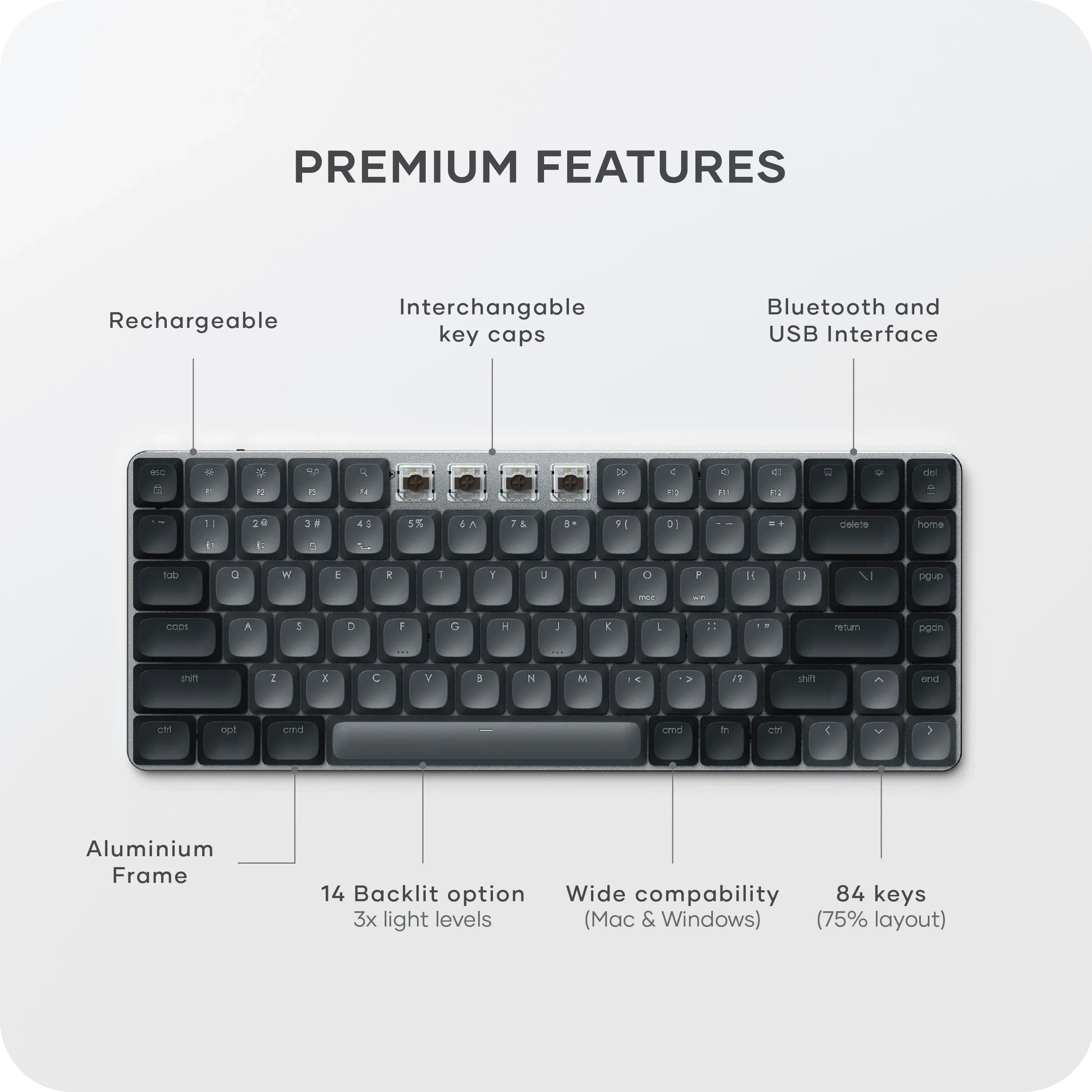 SM1 Slim Mechanical Backlit Bluetooth Keyboard Satechi Dark 