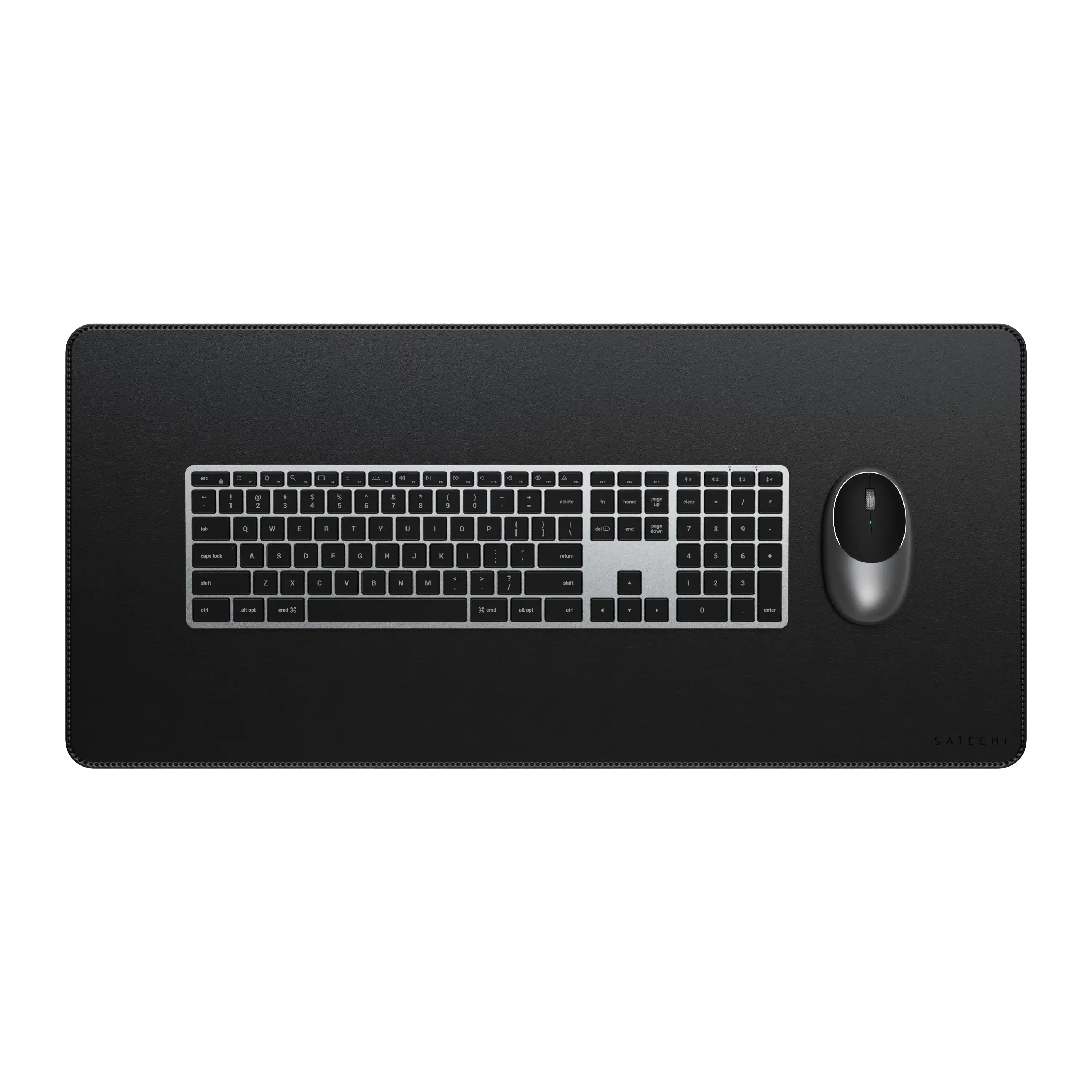SM1 Slim Mechanical Backlit Bluetooth Keyboard - Light | Vegan-Leather Premium Desk Mat - Black