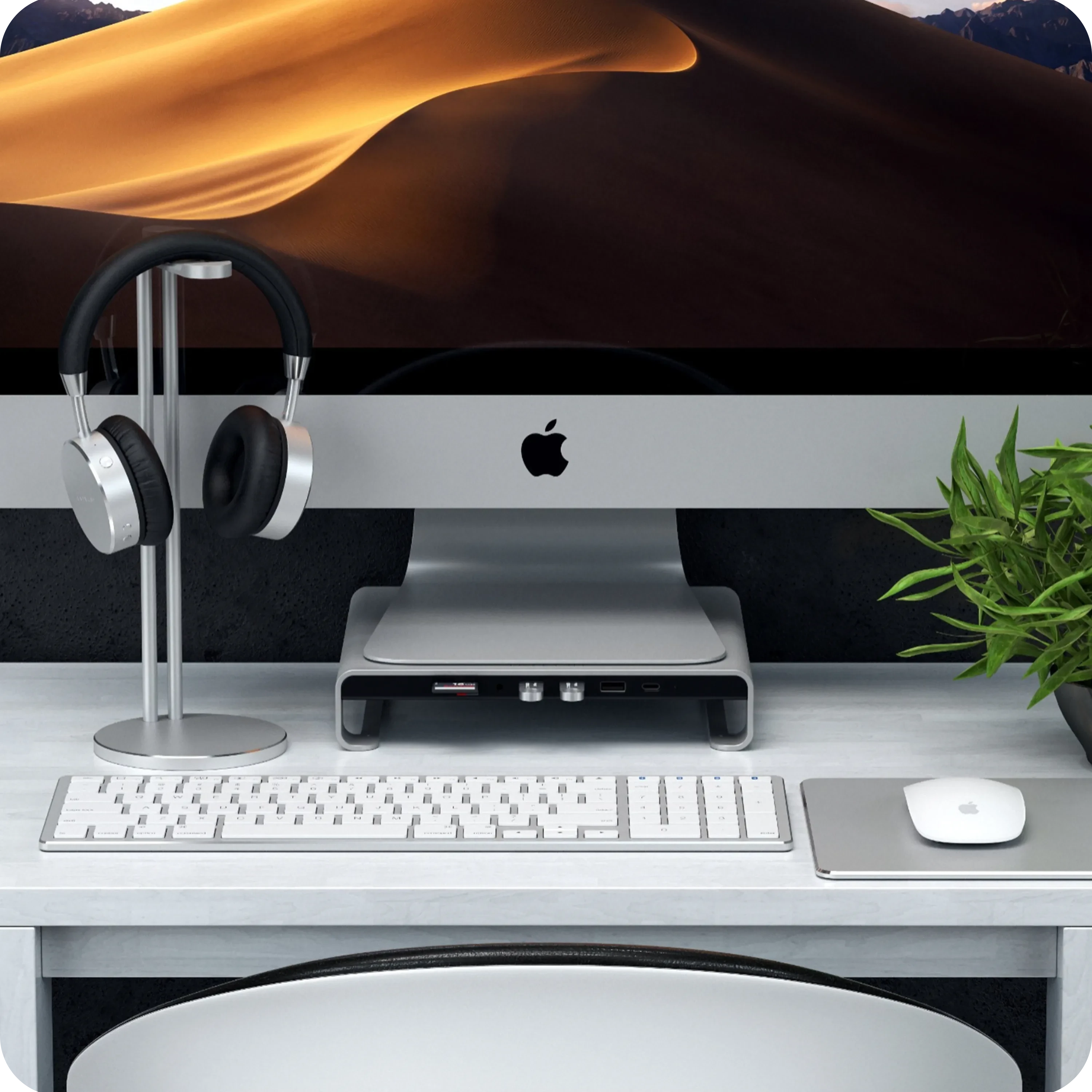 Type-C Aluminum Monitor Stand Hub for iMac USB-C Satechi Silver