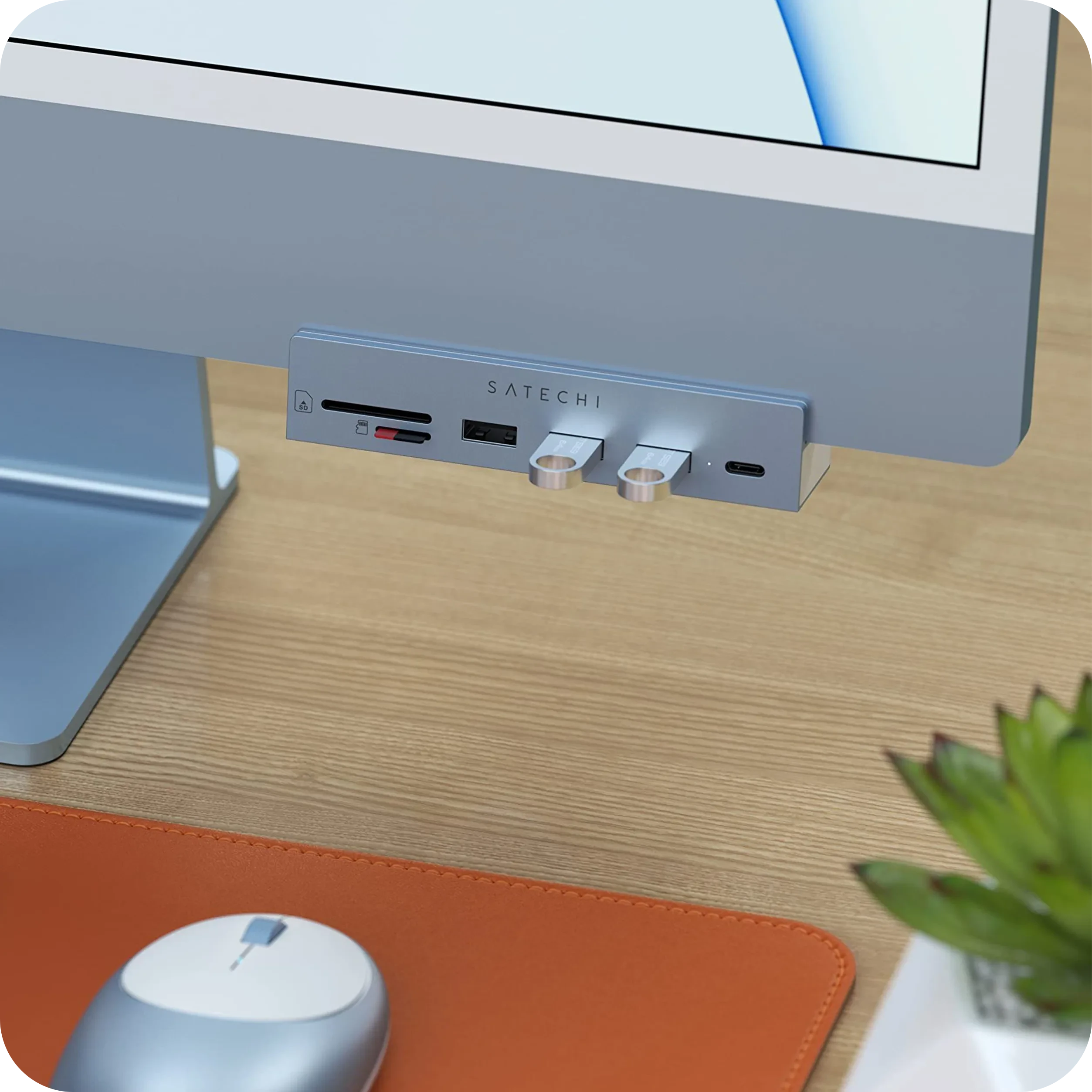 USB-C Clamp Hub for 24-inch iMac Hubs Satechi Blue