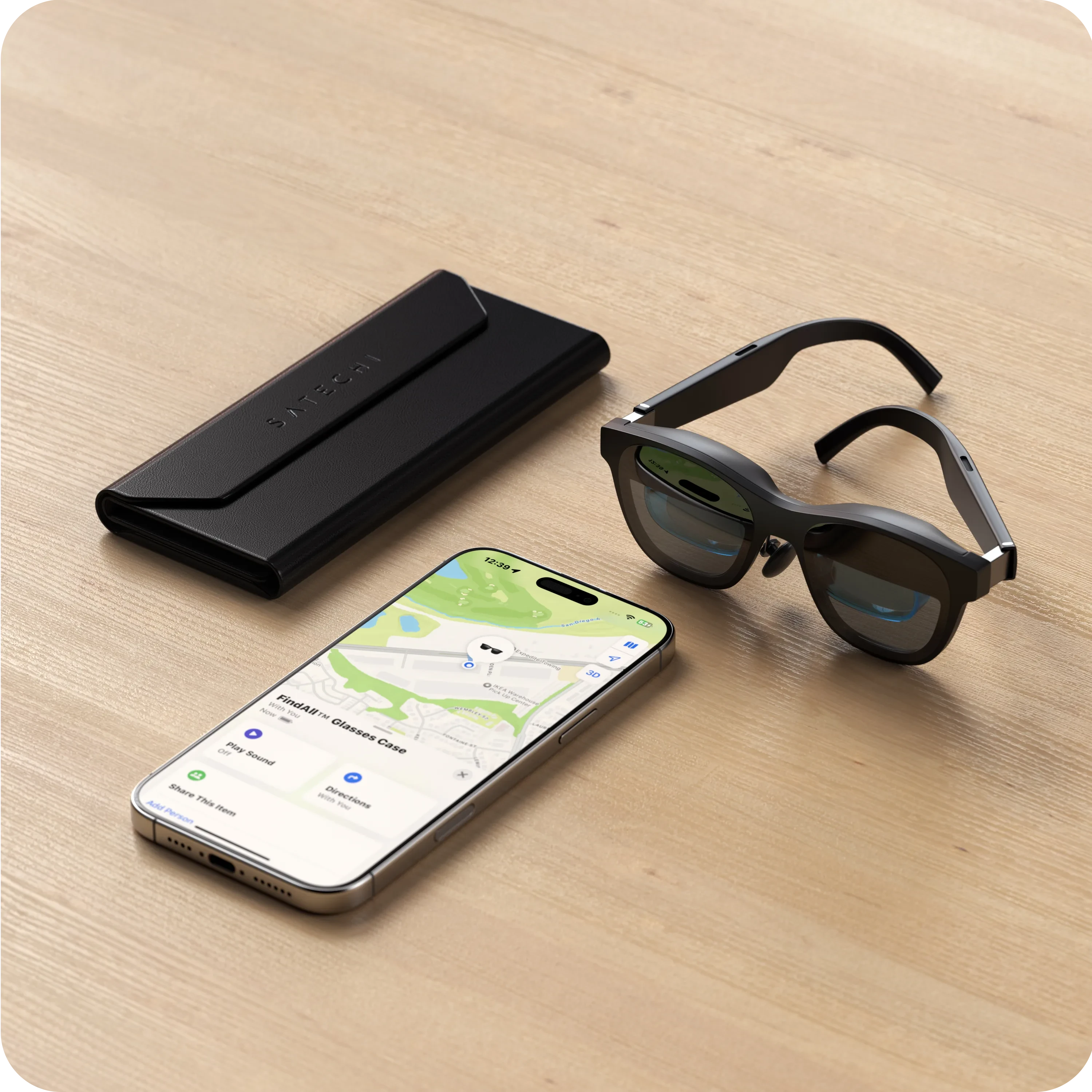 Vegan-Leather FindAll™ Glasses Case | Tracker – Satechi