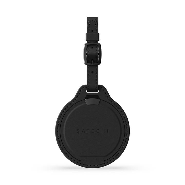 Satechi Vegan-Leather FindAll Luggage Tag in Black, front view