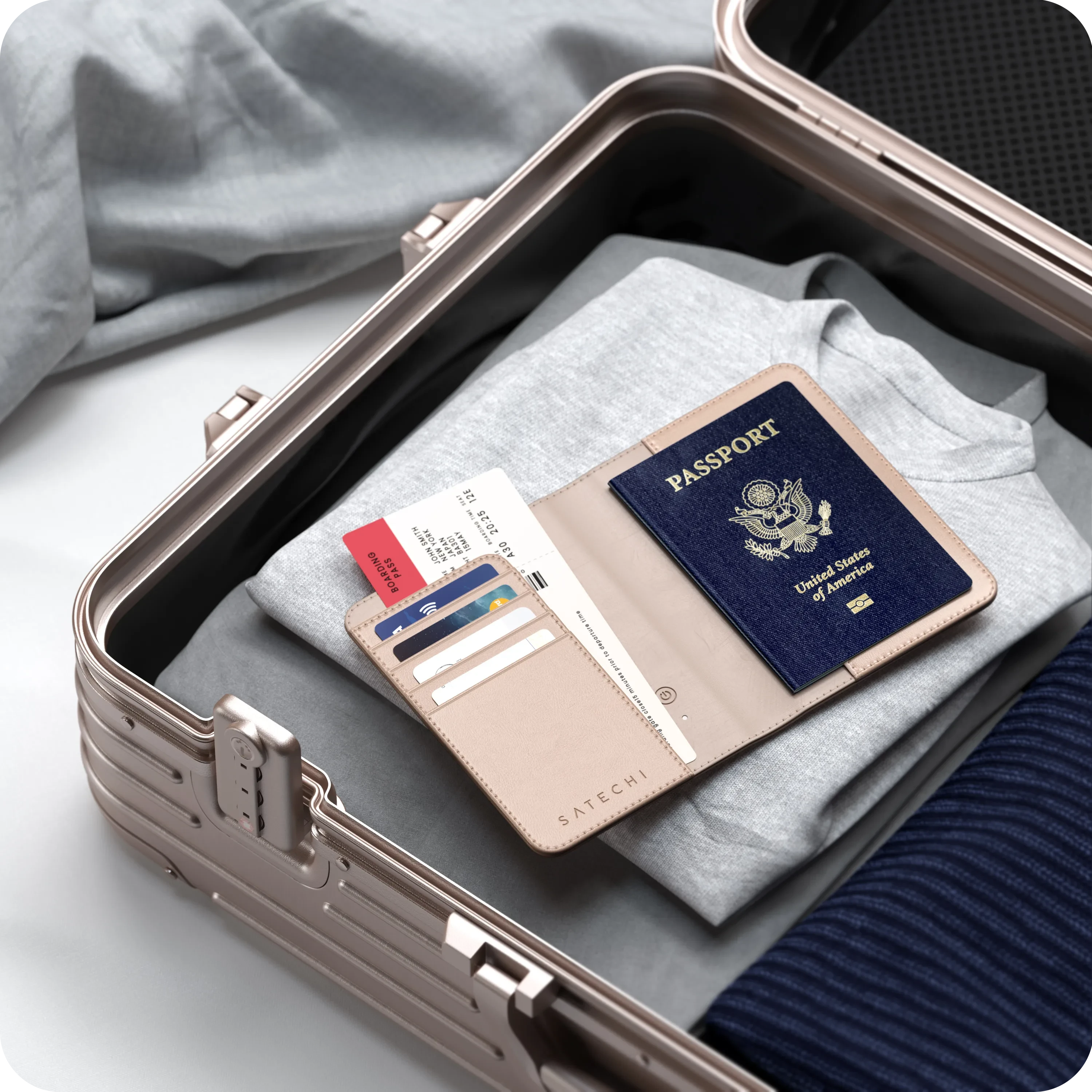 Vegan-Leather FindAll™ Passport Cover Satechi Desert Rose