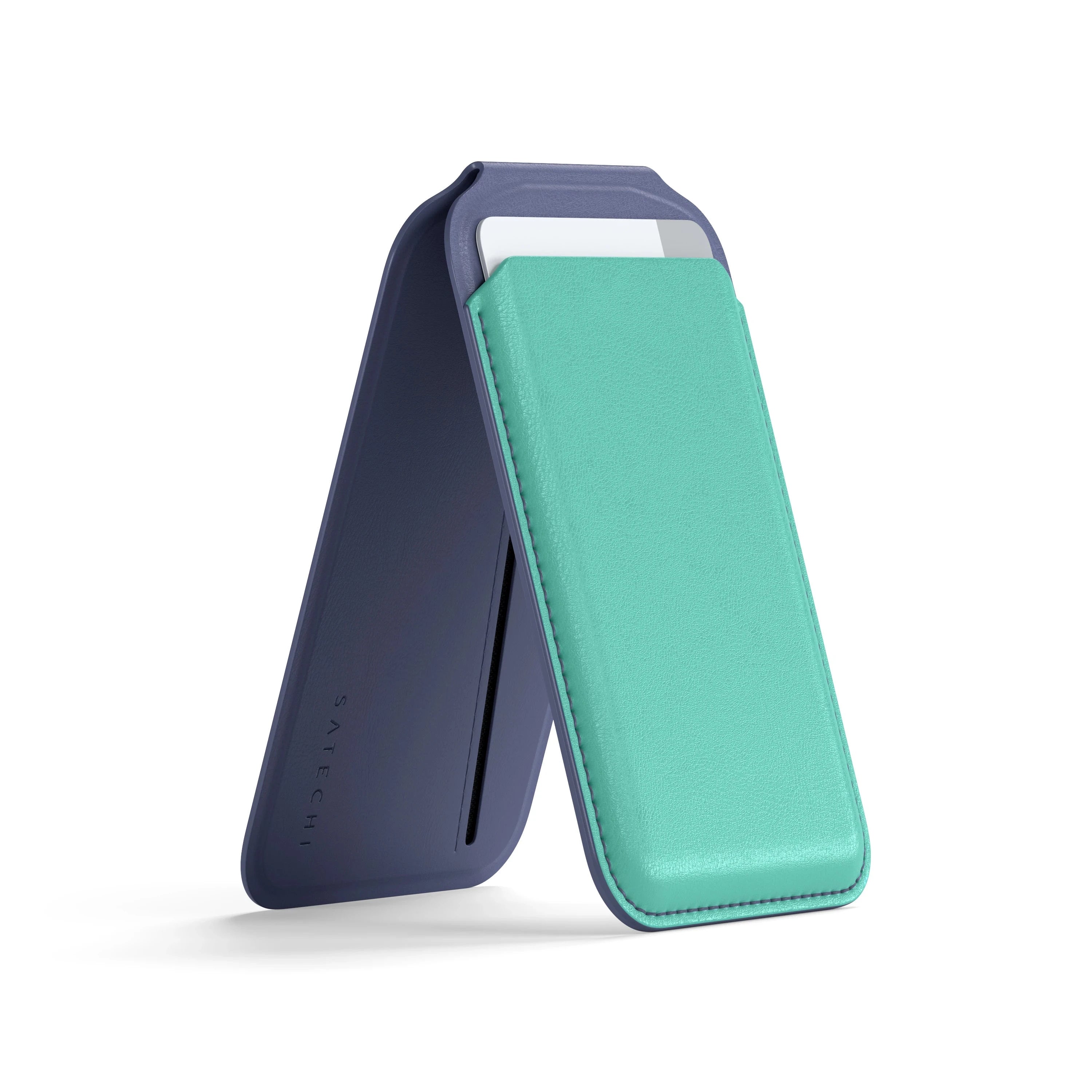 Vegan-Leather Magnetic Wallet Stand Satechi Aqua