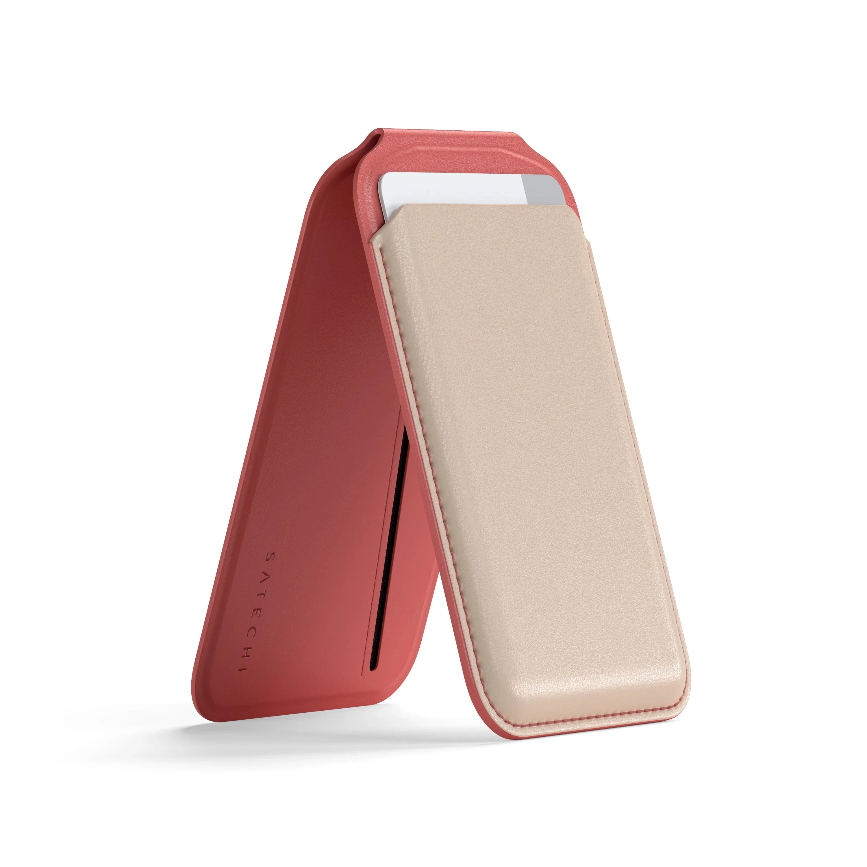 Vegan-Leather Magnetic Wallet Stand Satechi Coral Pink