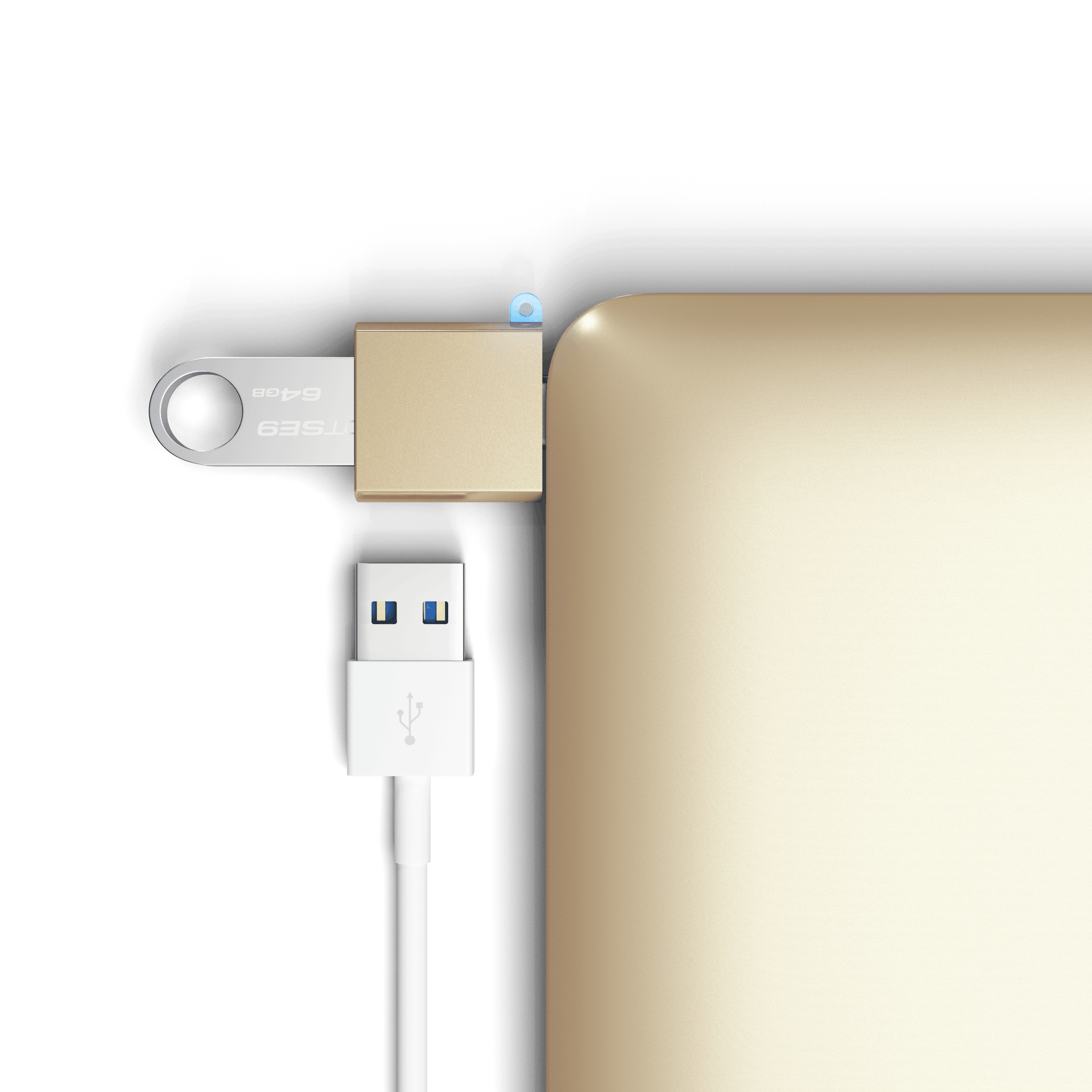 Aluminum USB-C to USB-A 3.0 Adapter Adapters Satechi Gold