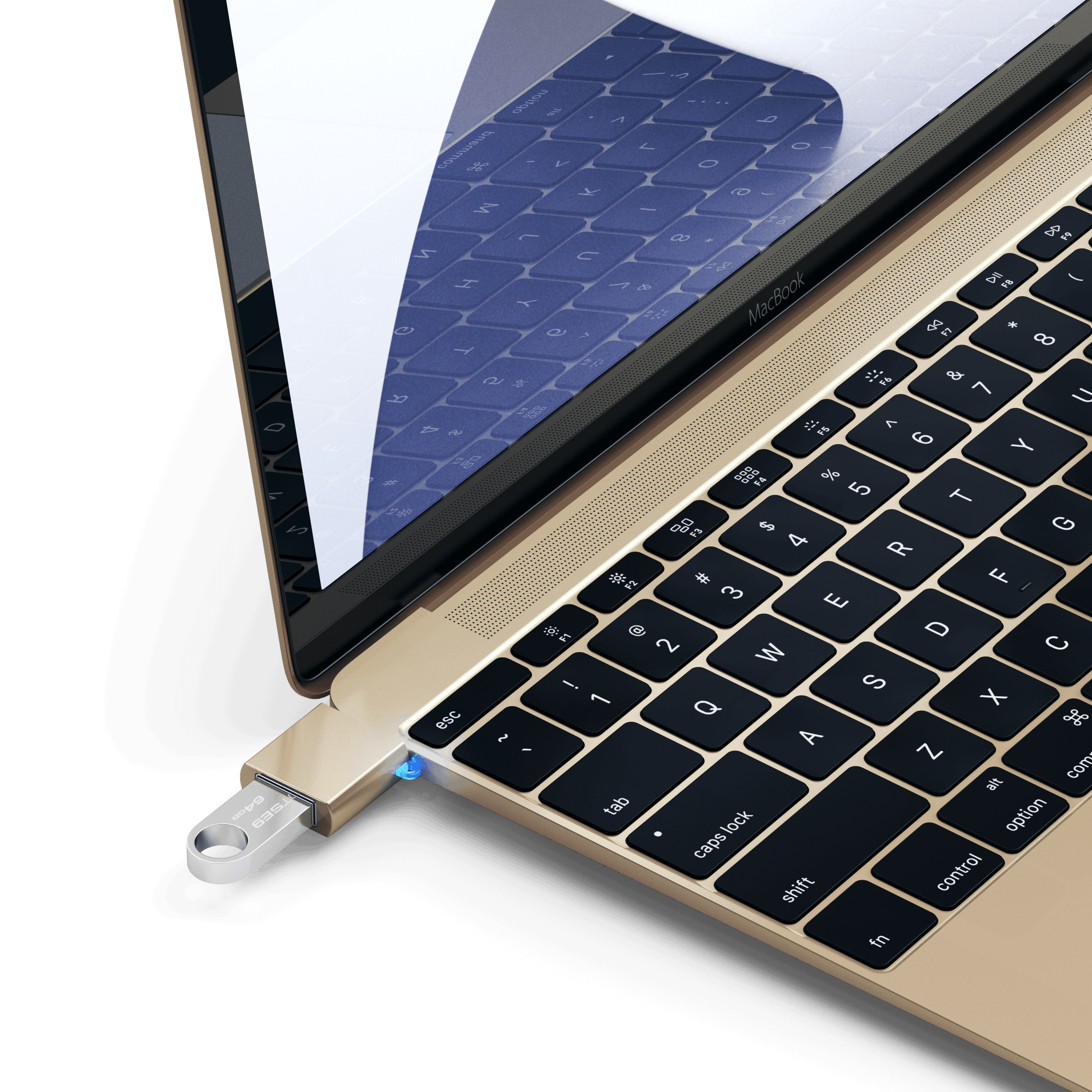 Aluminum USB-C to USB-A 3.0 Adapter Adapters Satechi Gold