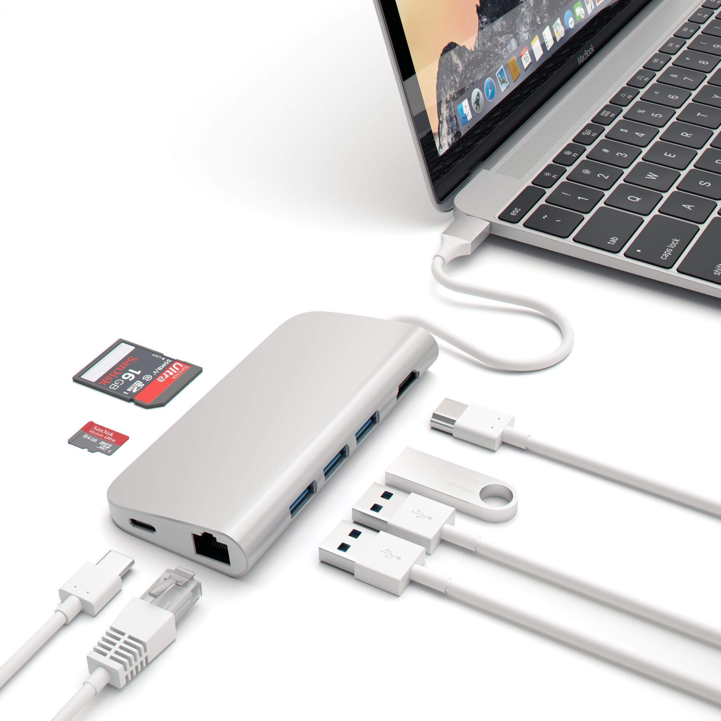 Type-C Multi-Port Adapter 4K with Ethernet USB-C Satechi Silver