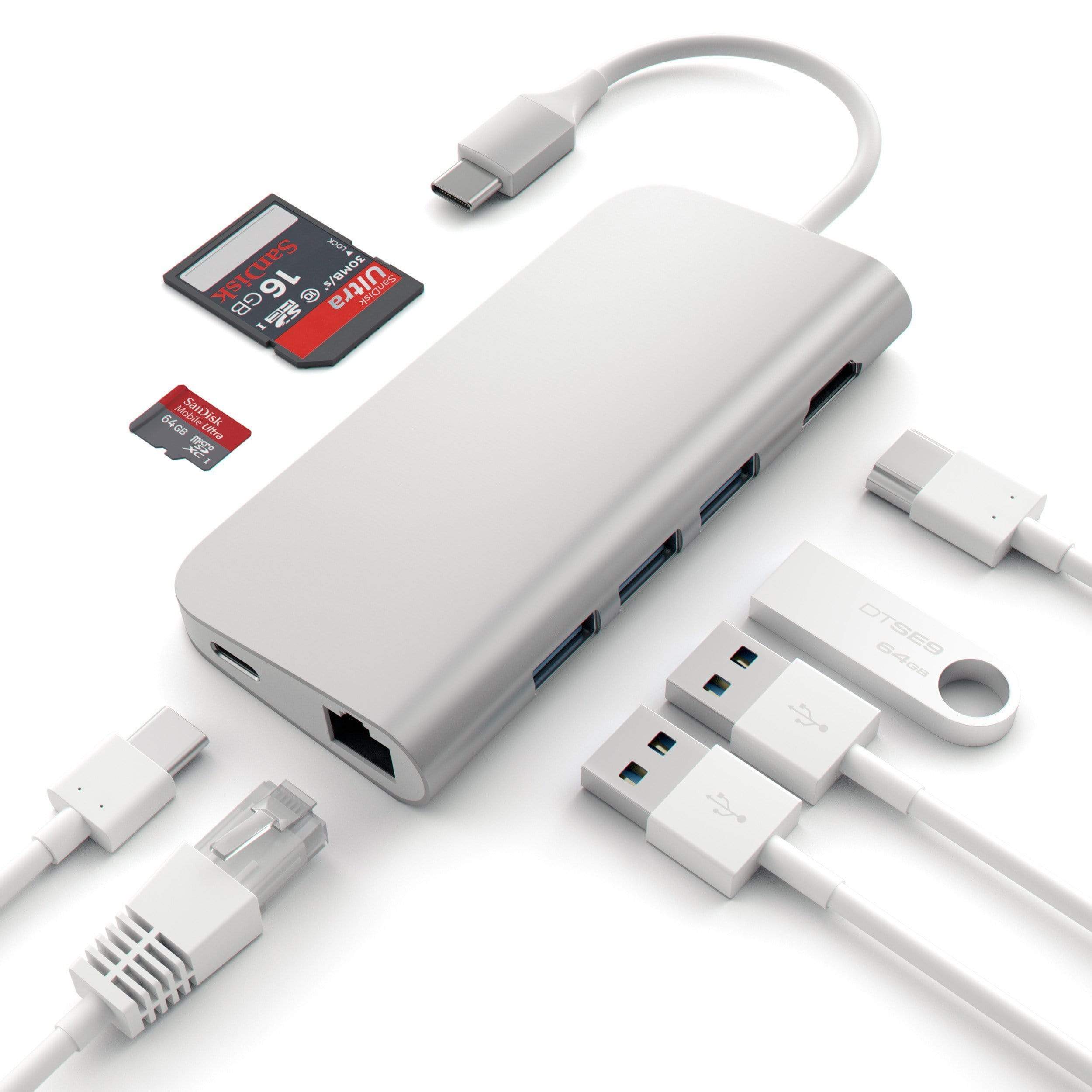 Type-C Multi-Port Adapter 4K with Ethernet USB-C Satechi Silver