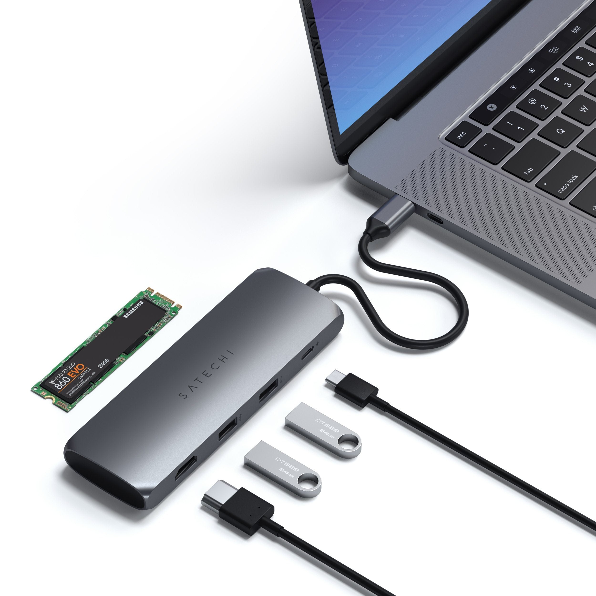 USB-C Hybrid Multiport Adapter | Built-in SSD – Satechi
